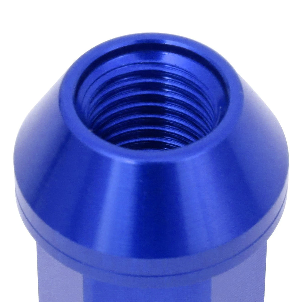 Set of 20 J2 7075 Forged Aluminum M12x1.5 Open-End Lug Nuts w/Adapter Blue