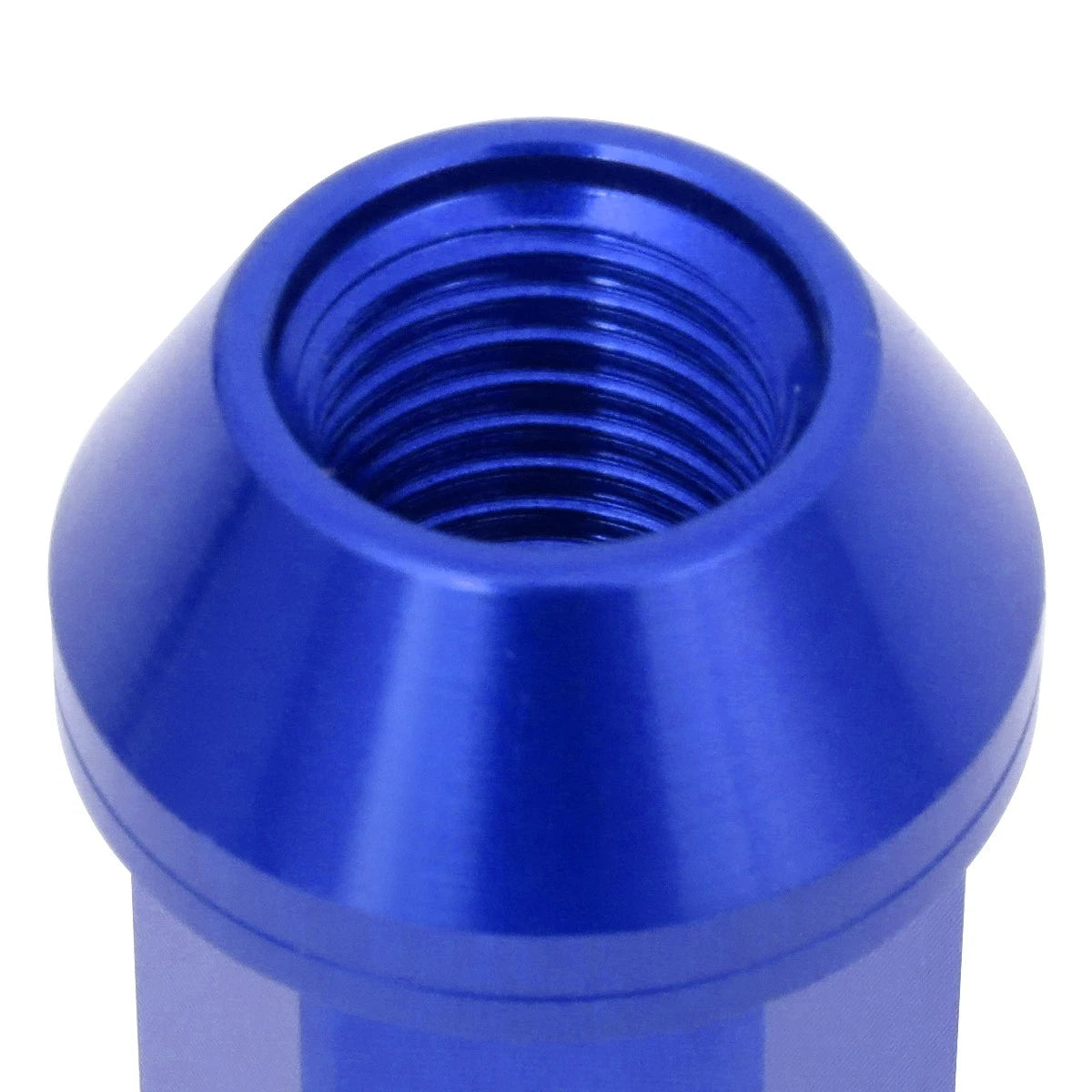 Set of 20 J2 7075 Forged Aluminum M12x1.5 Open-End Lug Nuts w/Adapter Blue