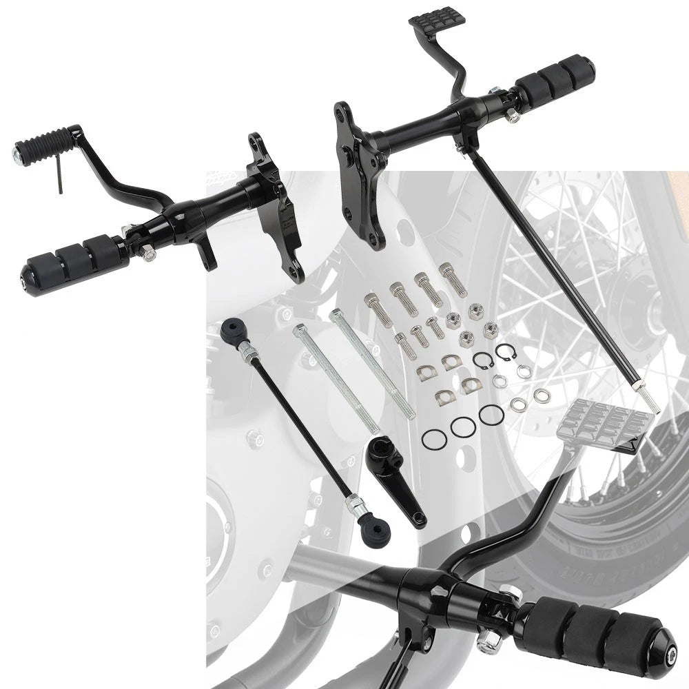 Black Forward Controls Foot Pegs Linkages for Harley Sportster 883 1200 (1991–2003)