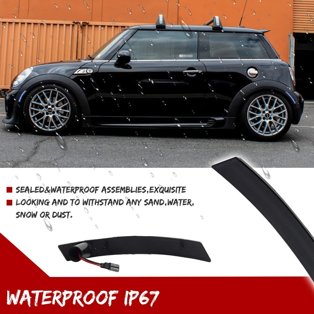 2X Smoked Ice Blue LED Rear Side Marker Lights for Mini Cooper (2002–2006)