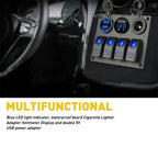 4 Gang USB LED Rocker Switch Toggle Panel for Marine Car Boat