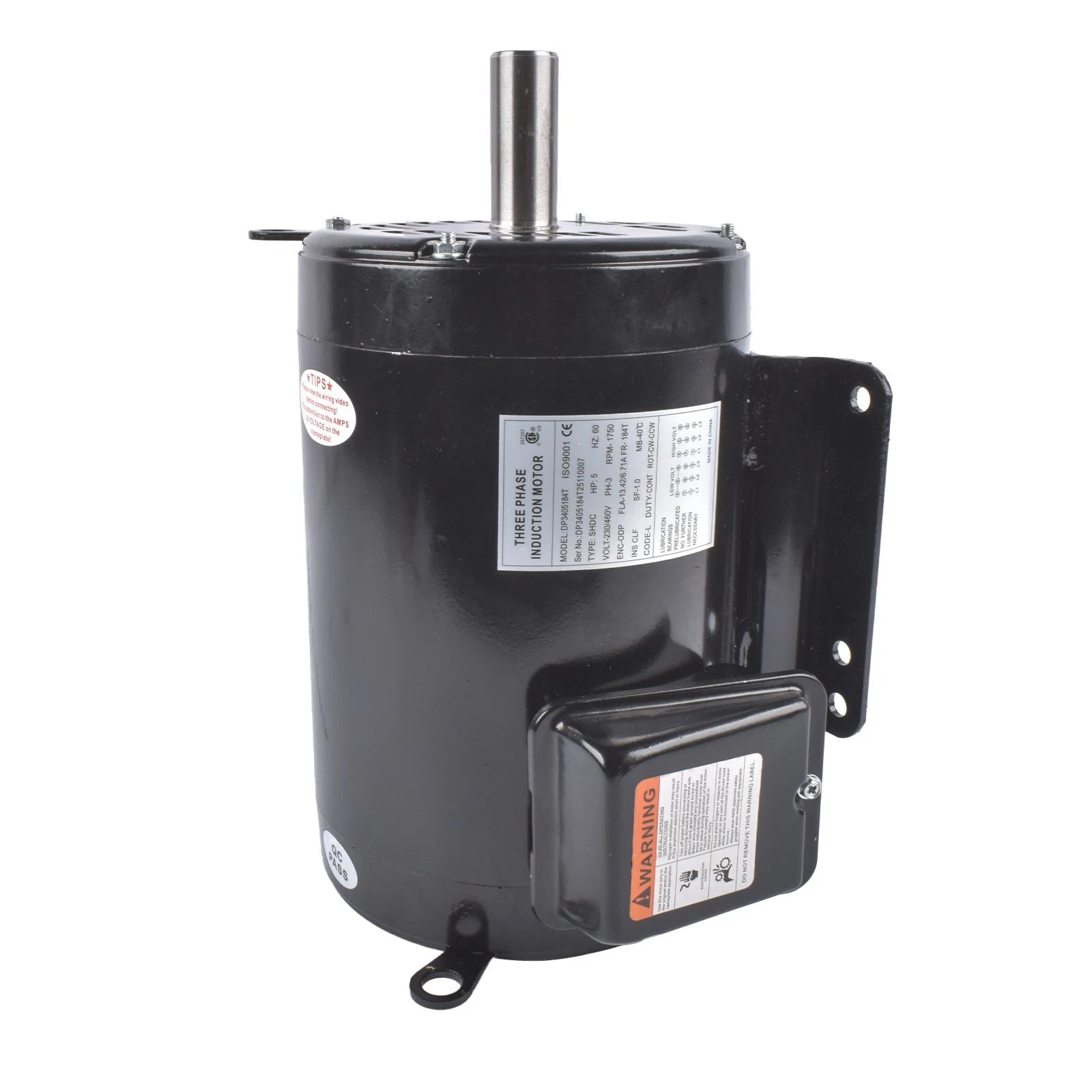 Electric Air Compressor Motor 5HP 3 Phase 208-230/460V (Reversible)