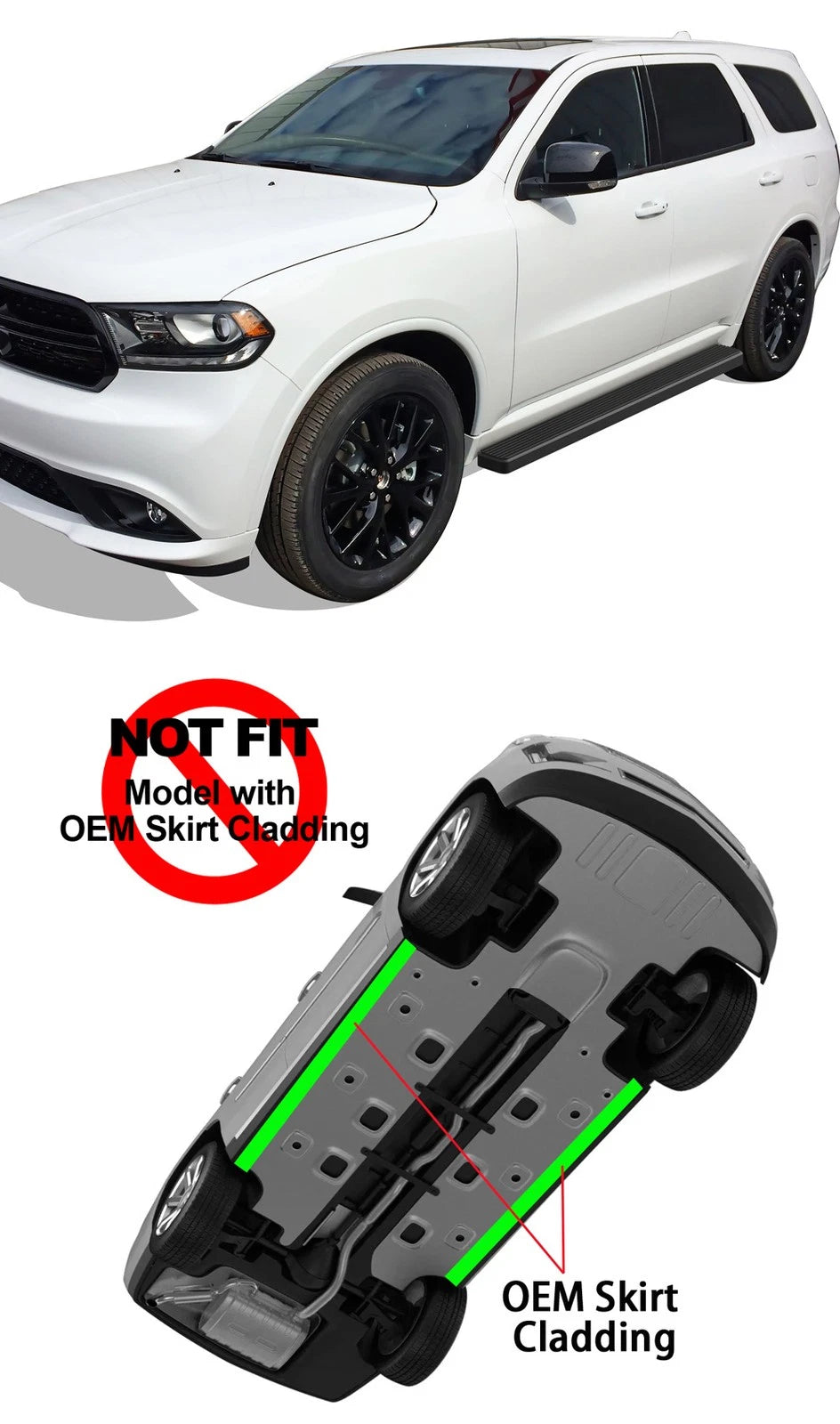 Running Boards for Dodge Durango (2011-2026) 5 Inch Matte Black