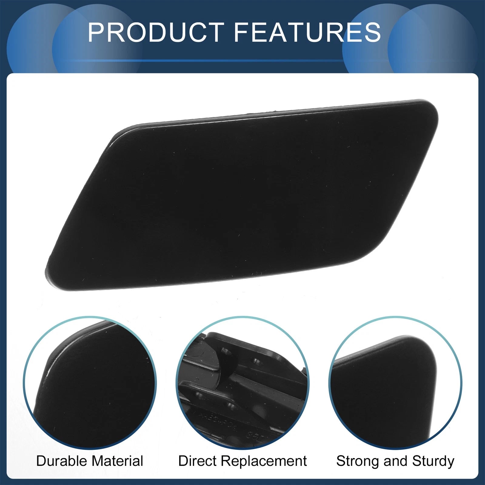 Front Right Washer Nozzle Cover Cap for Volkswagen Passat CC (2008–2012) Black