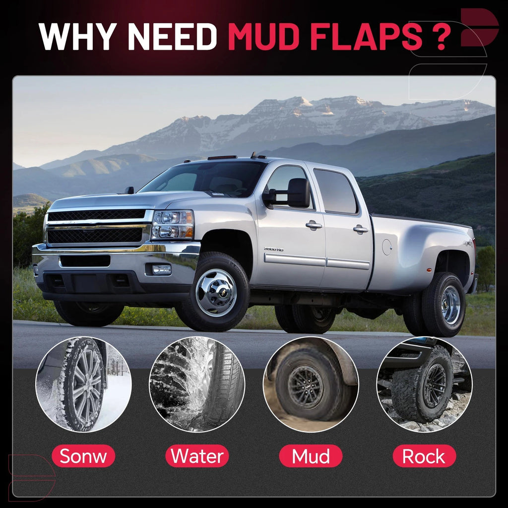 4PCS Front & Rear Splash Guards for Chevy Silverado 1500 HD (2001-2006)