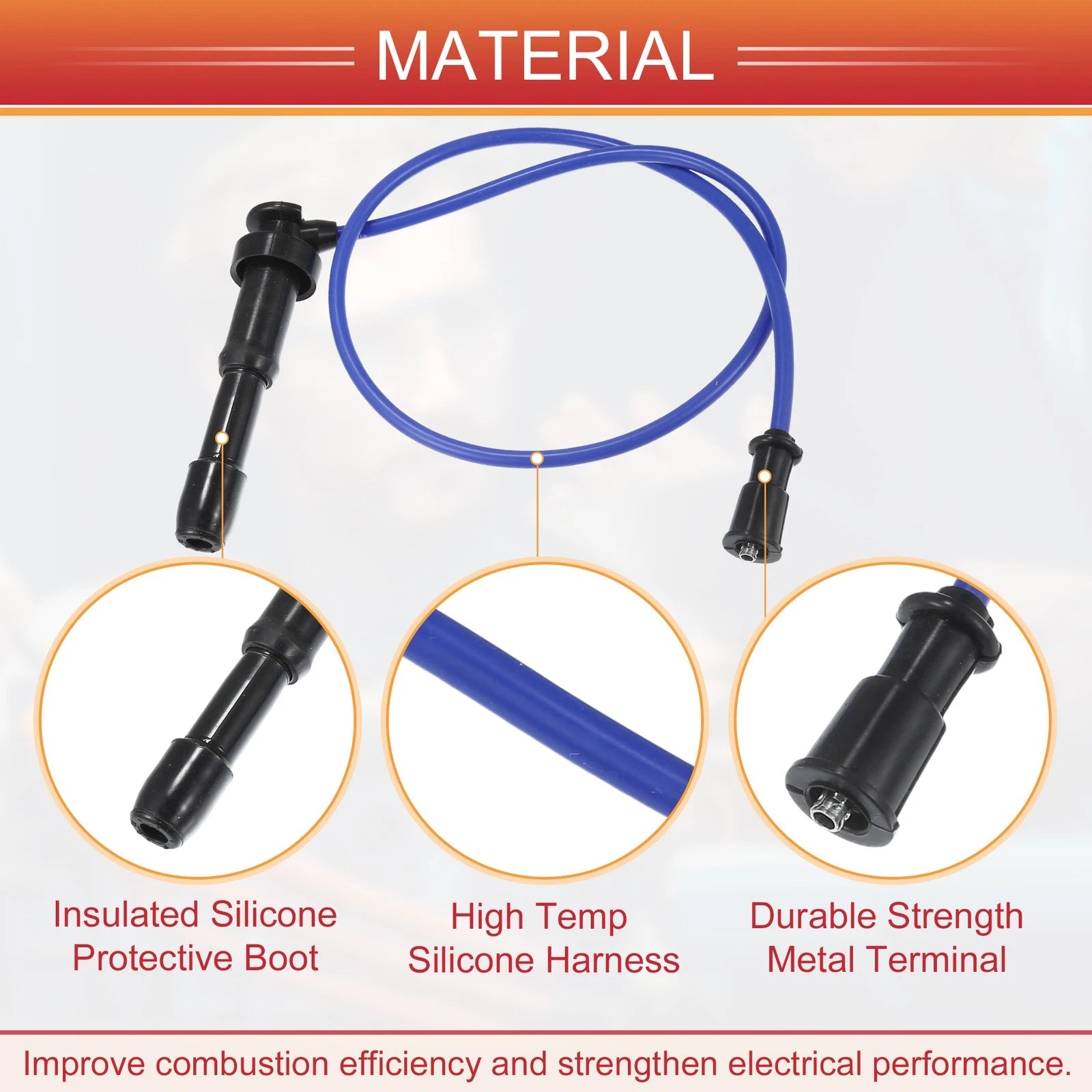 3pcs Spark Plug Wire Ignition Coil Cable No. 2750139A70 for Hyundai Santa Fe (2003)