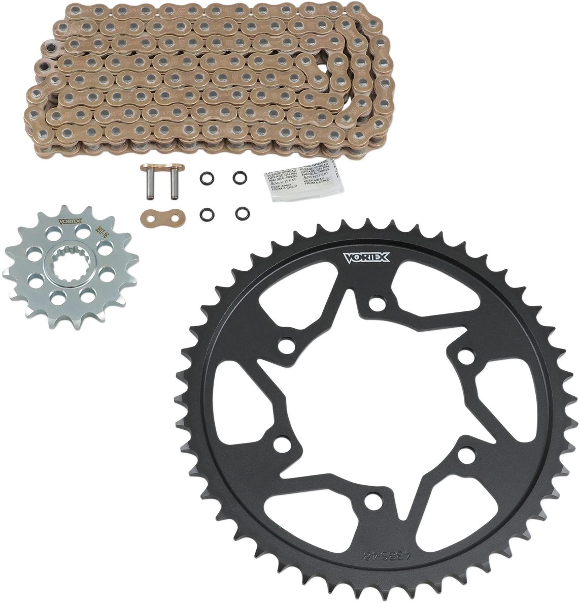 Vortex Chain and Sprocket Kit for Yamaha YZF-R6 (2006–2020) - Gold - CKG6128