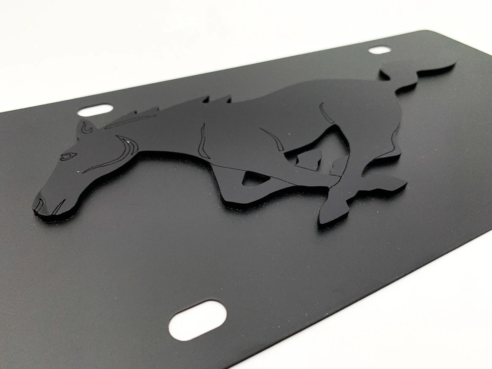 3D Premium Mustang Running Pony Emblem Black License Plate for Ford (2005–2024)