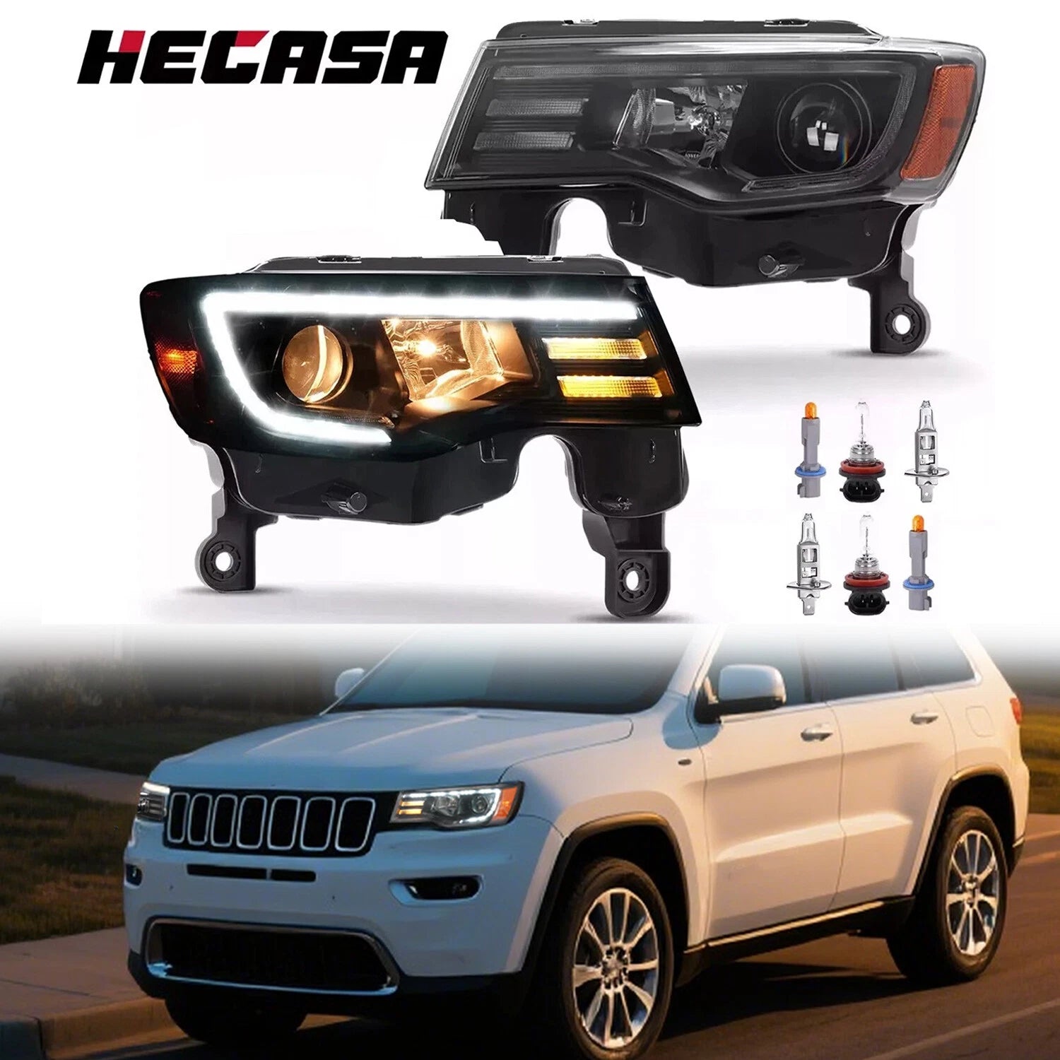 LED Tube Projector Headlights for Jeep Grand Cherokee (2017–2022)