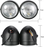 Black Twin Headlight Dual Lamp for Universal Motorcycle Street Fighter