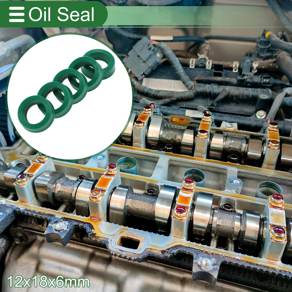 Set of 5 Oil Seal Rotary Shaft Seal 12x18x6mm High Pressure Green for Various Models