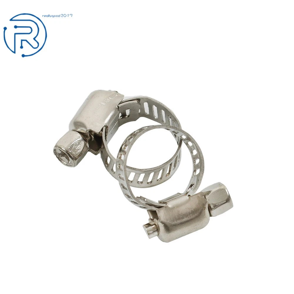 50Pcs Adjustable Stainless Drive Hose Clamps for Fuel Line (8-11 mm)