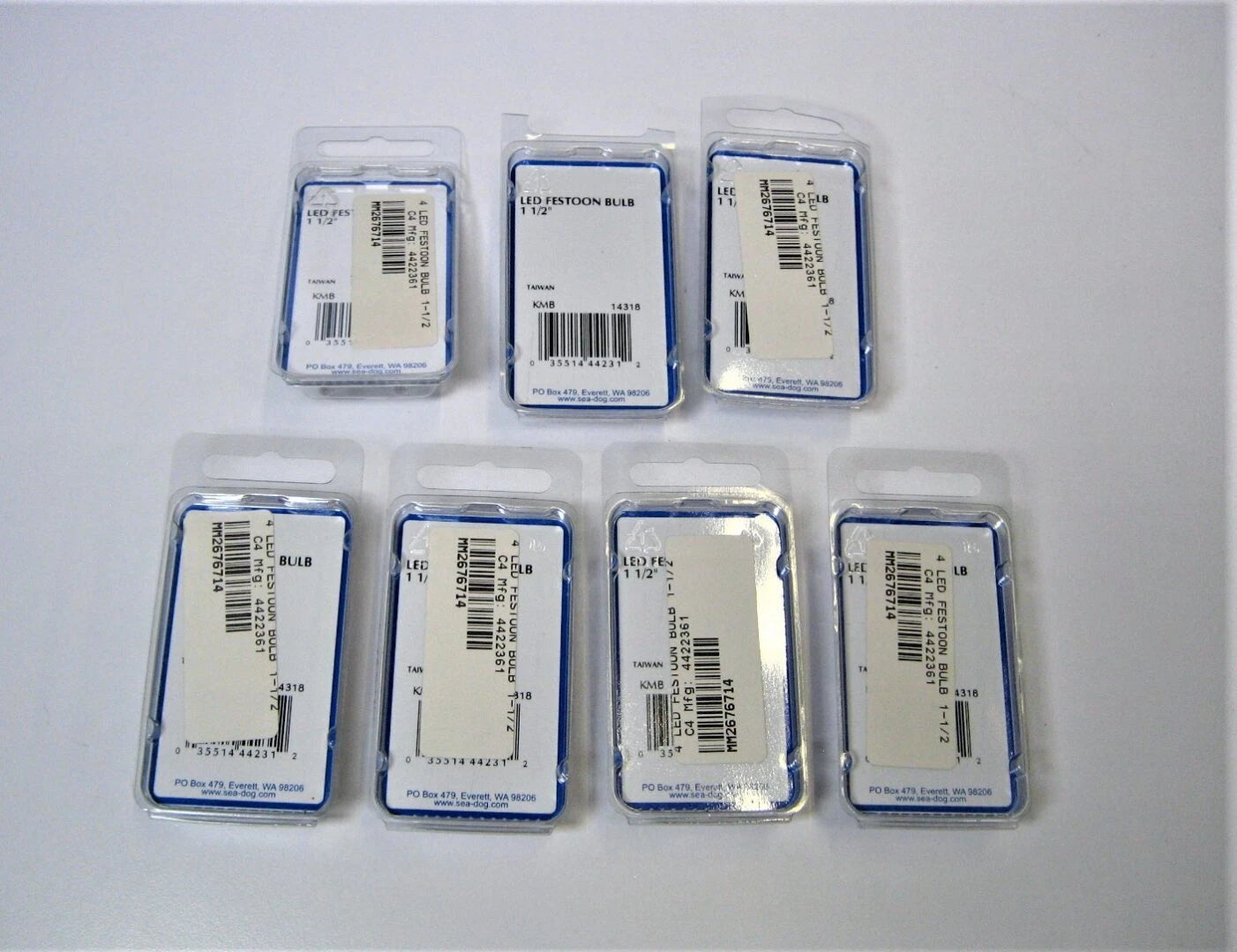 Set of 7 LED Festoon Light Bulbs with Lens Cover for Marine (12V)