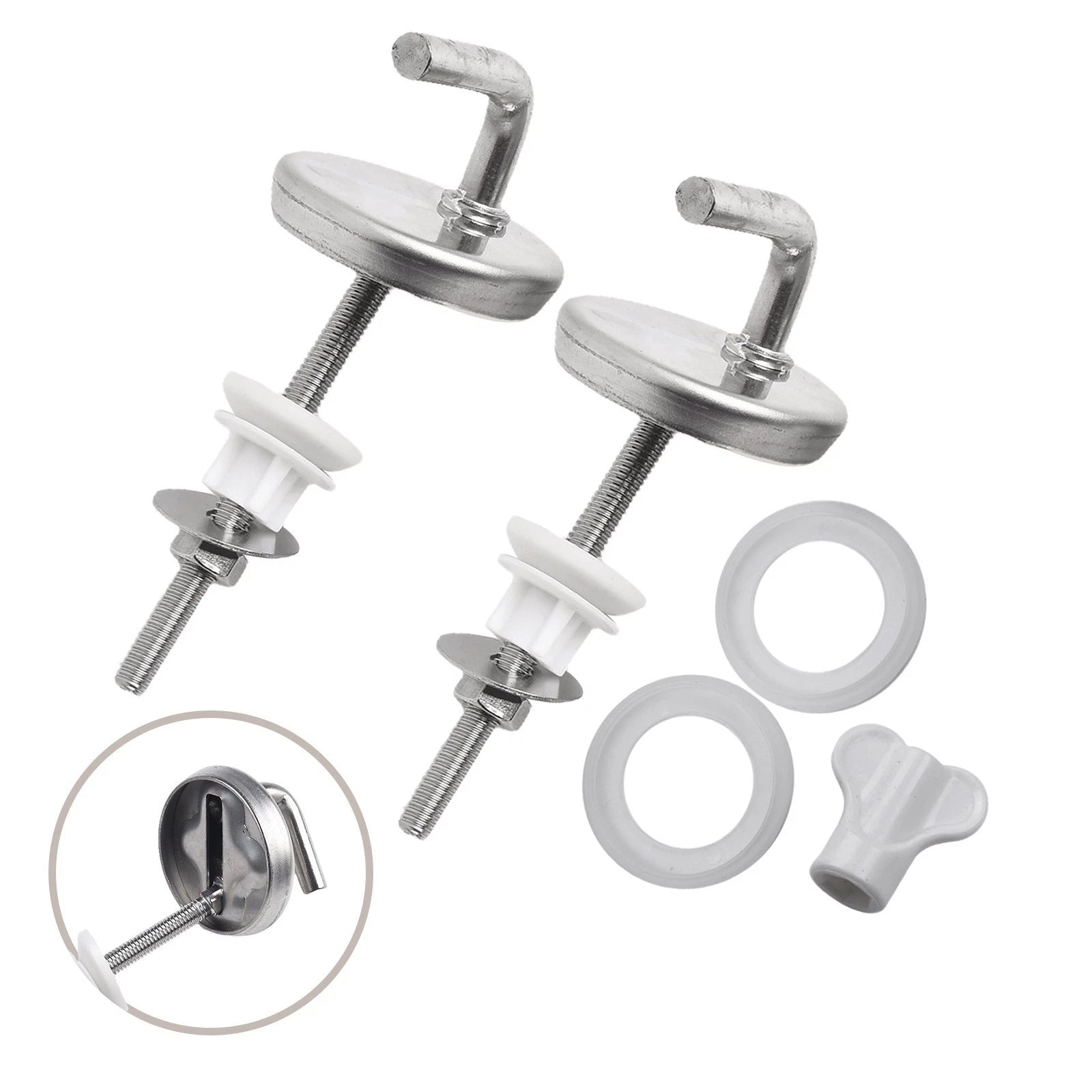 2Pcs Stainless Steel Toilet Seat Hinge No Noise with Mounting Accessory