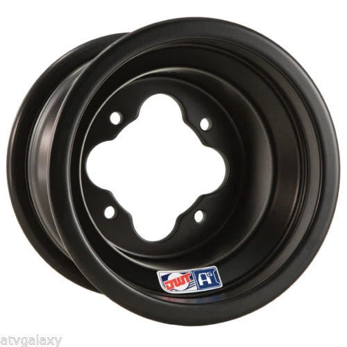 Pair of DWT Black A5 Rolled Lip ATV Rear Wheels for Honda TRX 250R 450R (10") 4/110