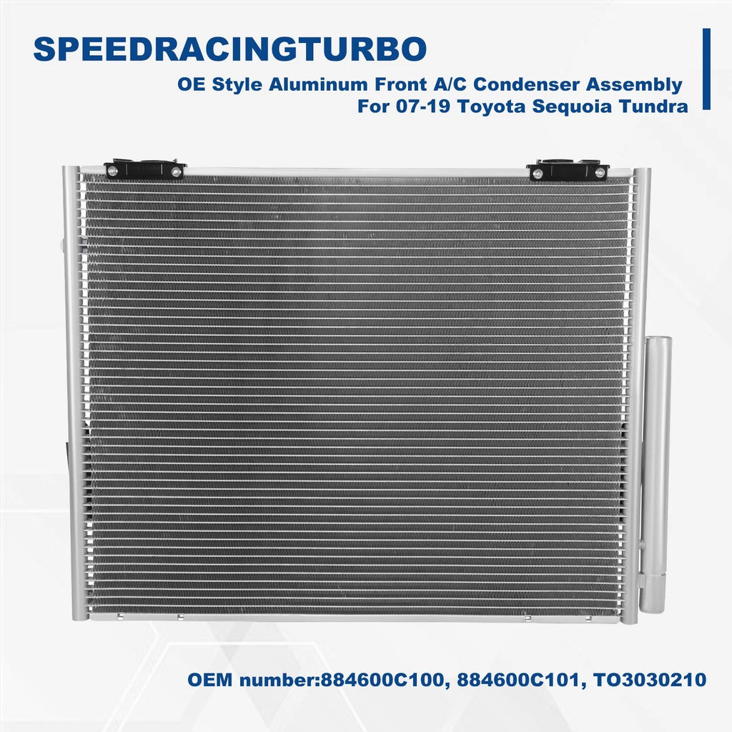 OE Style Aluminum Front A/C Condenser Assembly for Toyota Sequoia Tundra (2007–2019)