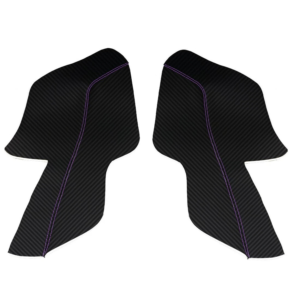Door Panel Insert PVC Carbon Cover for Ford Mustang (2015–2020) Purple Stitch