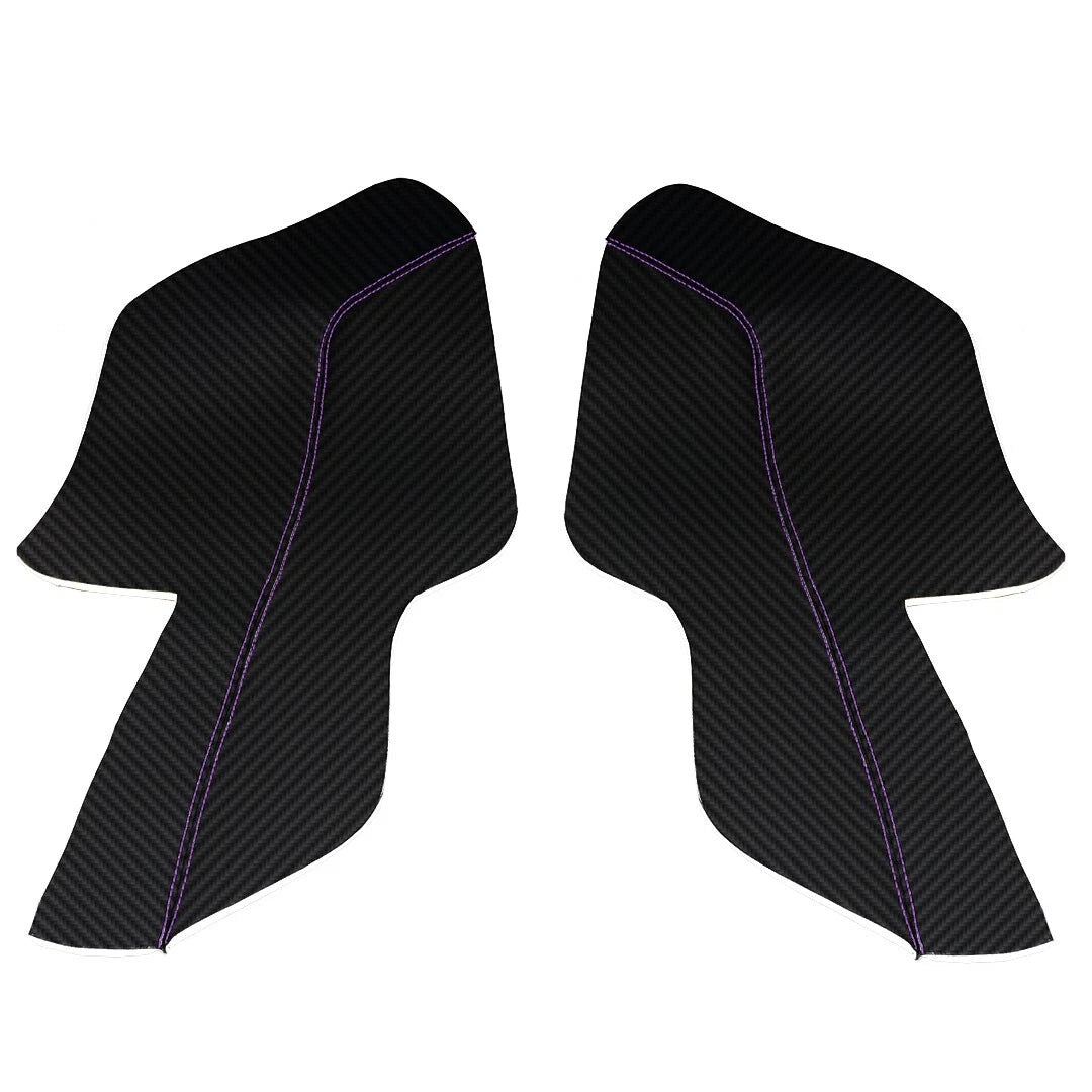 Door Panel Insert PVC Carbon Cover for Ford Mustang (2015–2020) Purple Stitch