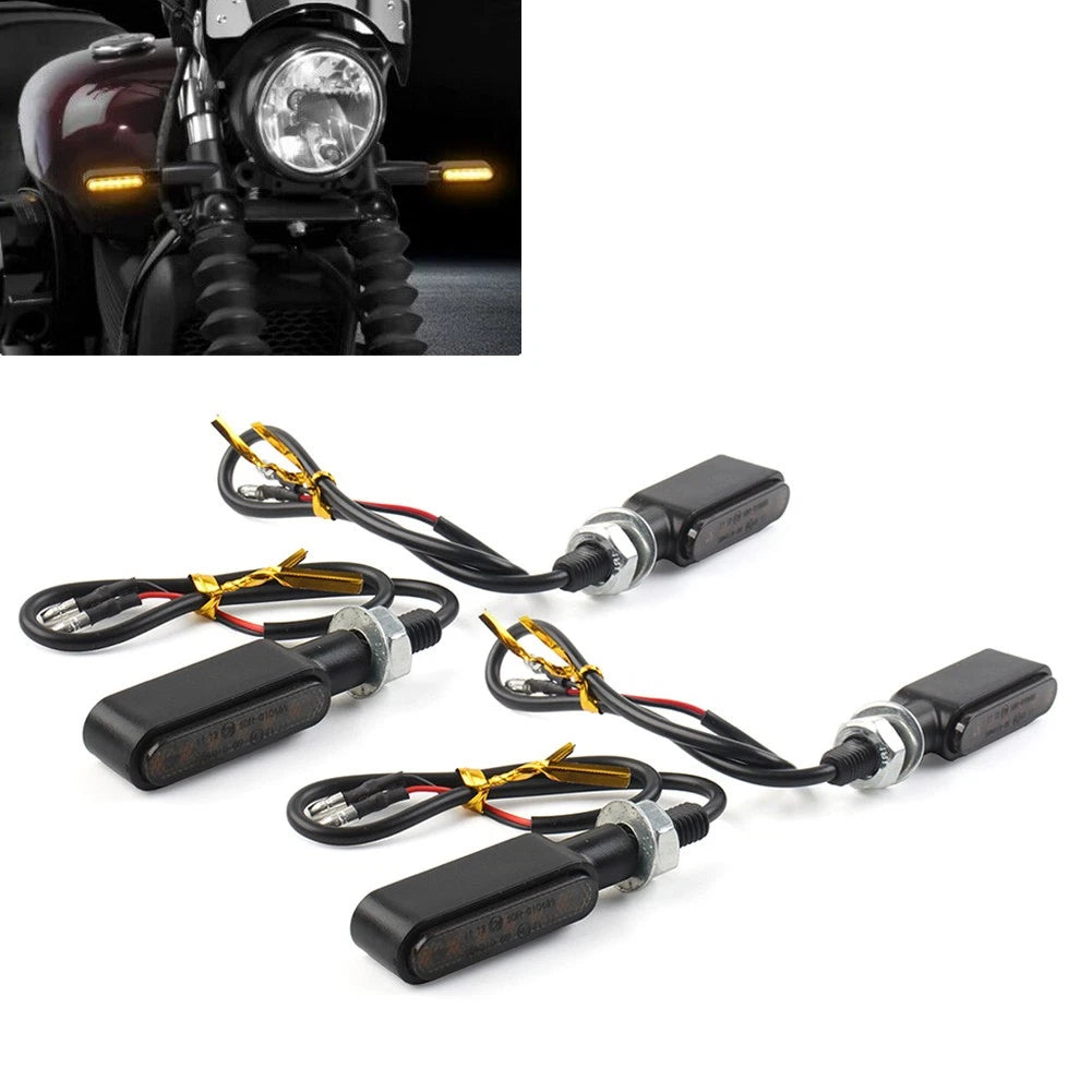 4X LED Mini Turn Signal Amber Light for Cafe Racer Bobber (Fitment Specific)