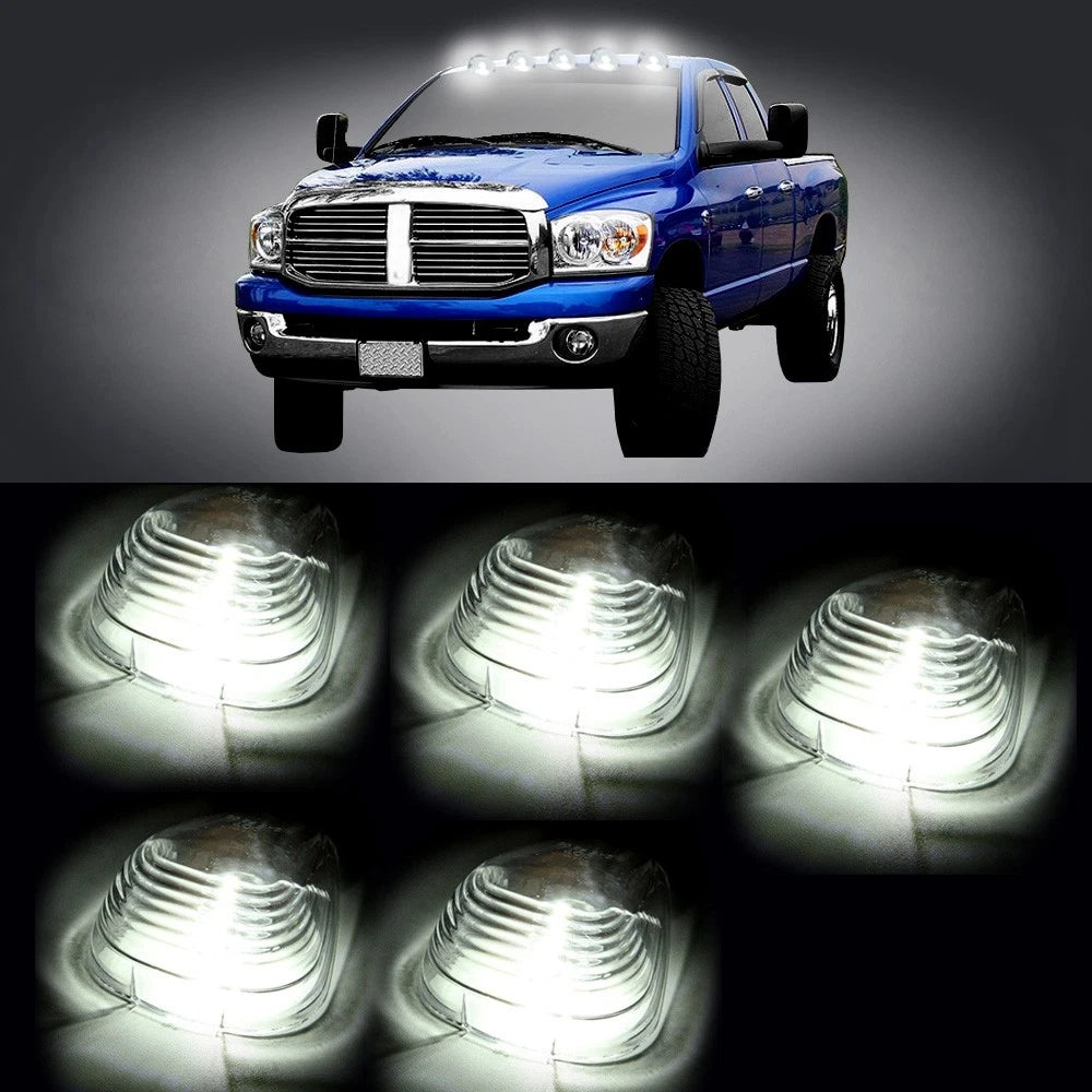 5X Clear Roof Running Light Cab Marker Cover + White Bulb for Ford F-250 (1999–2016)