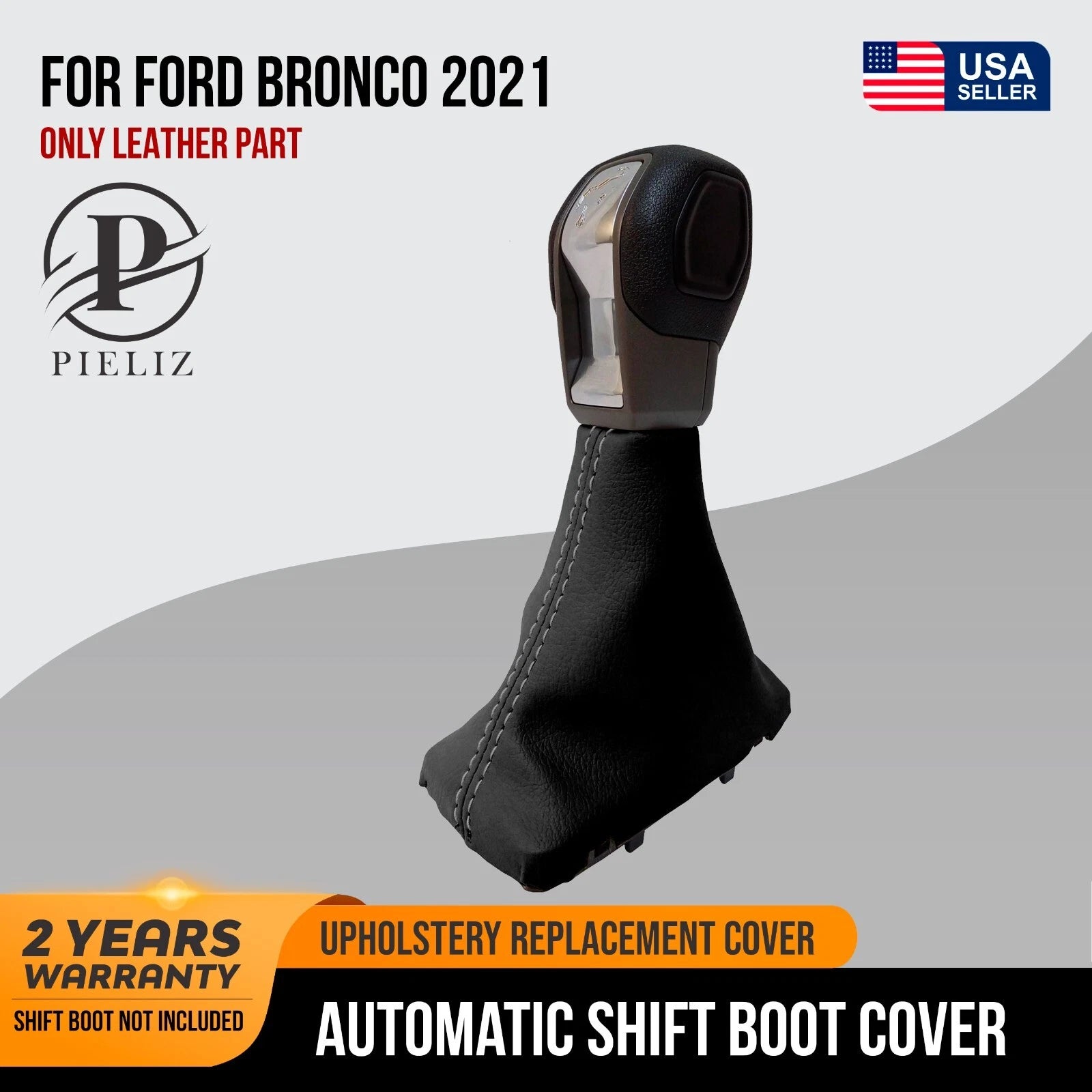 Automatic Shift Boot Cover for Ford Bronco (2021) - Gray Stitch