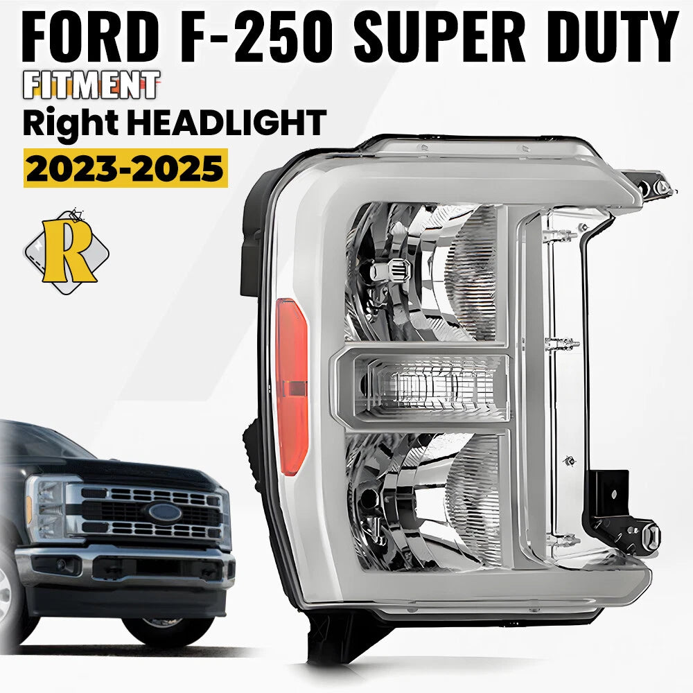 Halogen Headlight Chrome Passenger Side for Ford F250 F350 SuperDuty (2023–2026)