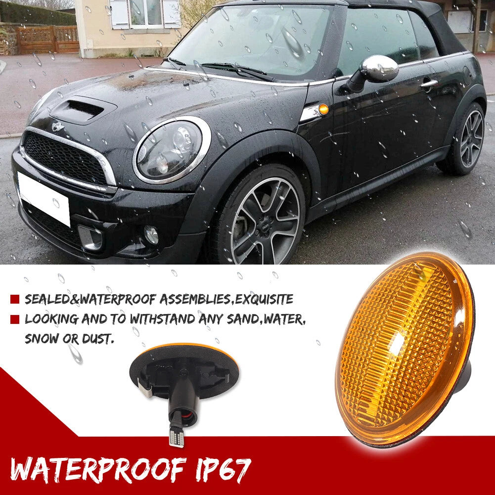 2X Yellow Amber LED Fender Side Marker Lamp for MINI Cooper