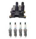 Denso Ignition Coil & 4 Iridium TT Spark Plugs Kit for Ford Mazda 2.3 L4 (2000–2023)