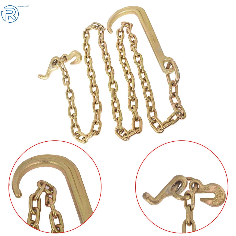 Welded Grab Hook for Towing Wrecker Chain 15" J Hook 5/16 x 8 FT