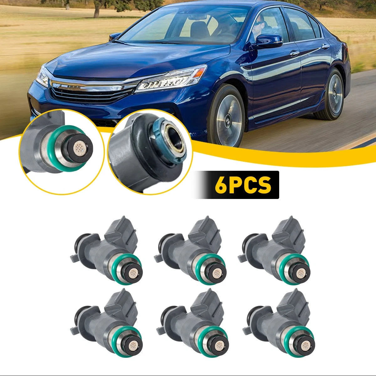 Set of 6 Fuel Injectors for Honda Accord Crosstour Acura RDX TL ZDX RL