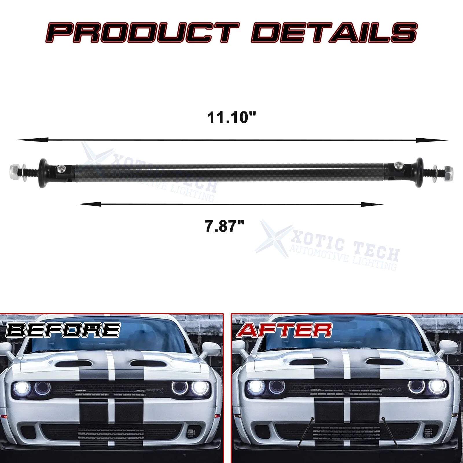 Chin Lip Splitter Rear Diffuser Strut Rod for Honda Acura (2017-2020)