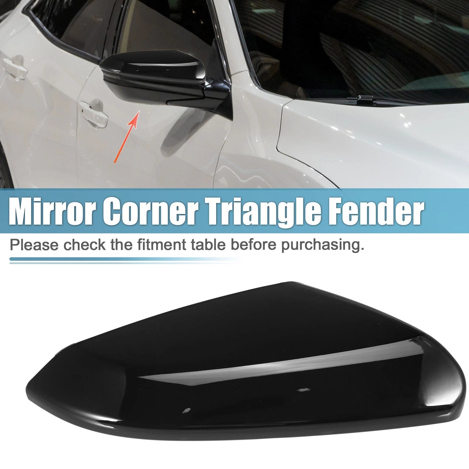 Right Side Mirror Corner Triangle Fender Cover Trim for Honda Civic (2016–2021)
