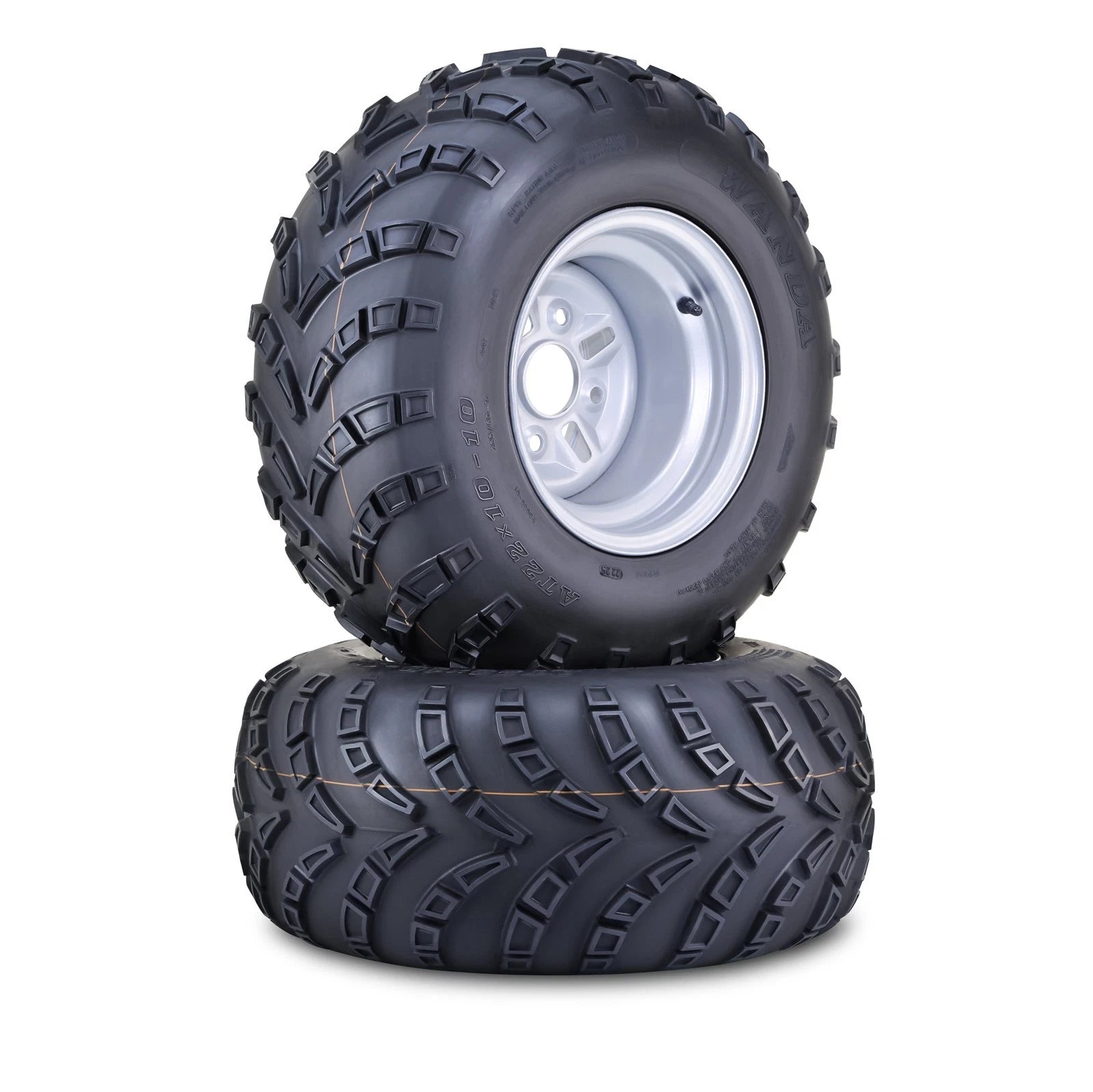 Set of 2 ATV Tire Wheel Assembly 22X10-10 w/ 4X110mm PCD Silver Wheels 10260
