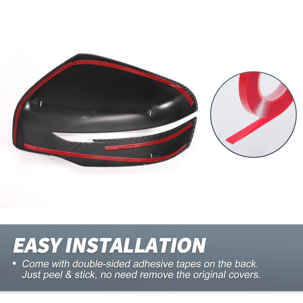 Pair Rearview Mirror Cover Overlay Black Carbon Fiber for Nissan Navara (2015–2023)