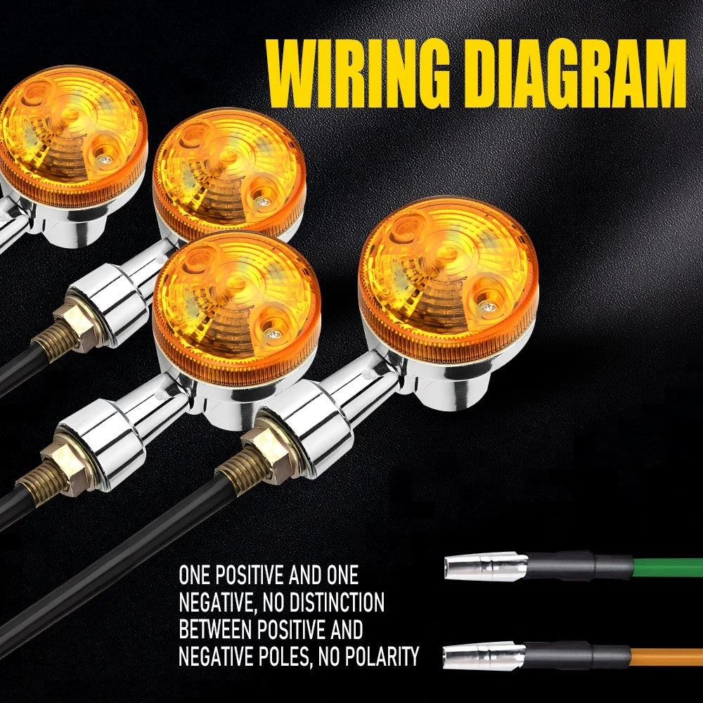 Set of 4 Chrome Motorcycle Turn Signal Bullet Blinker Lights for Motorcycles
