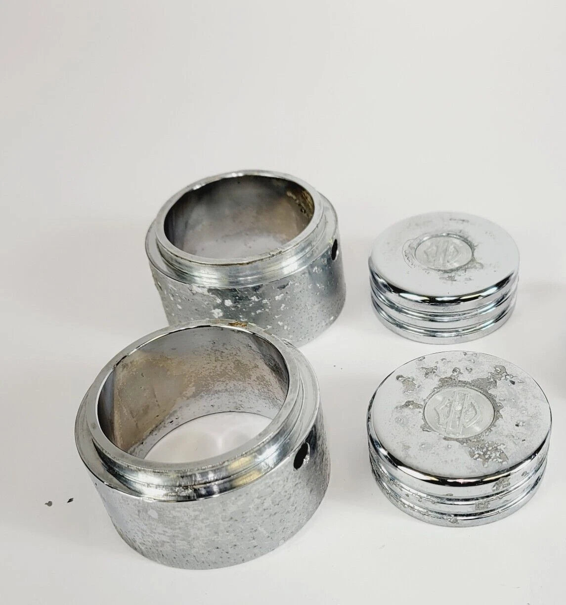 Chrome Bar & Shield Upper Fork Nut Covers for Harley Davidson Softail Dyna XL