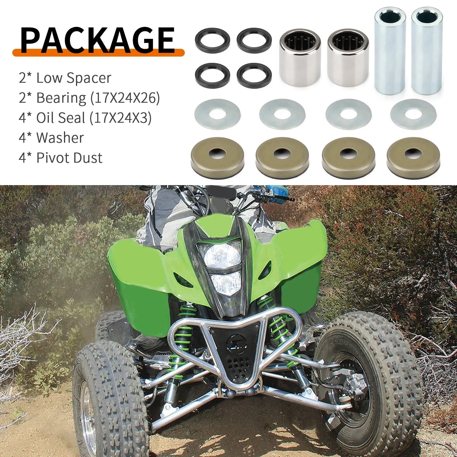 Front Lower A-Arm Bushing Seal Washer Kit for Arctic Cat 400 DVX (2004–2008)