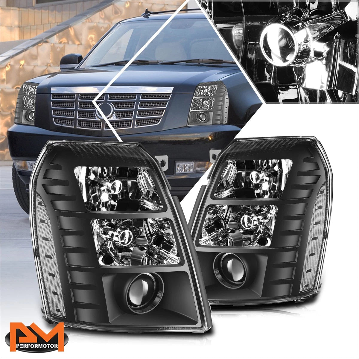 Clear Corner HID Projector Headlights for Cadillac Escalade ESV EXT (2007–2014)