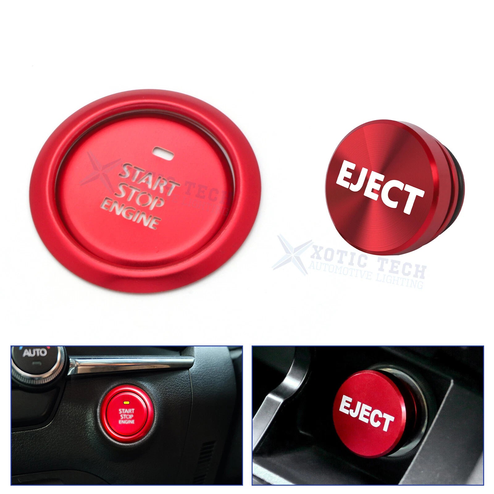 Red Alloy Engine Start & Cigarette Lighter Eject Button Trim for Mazda 3 (2020–2024)