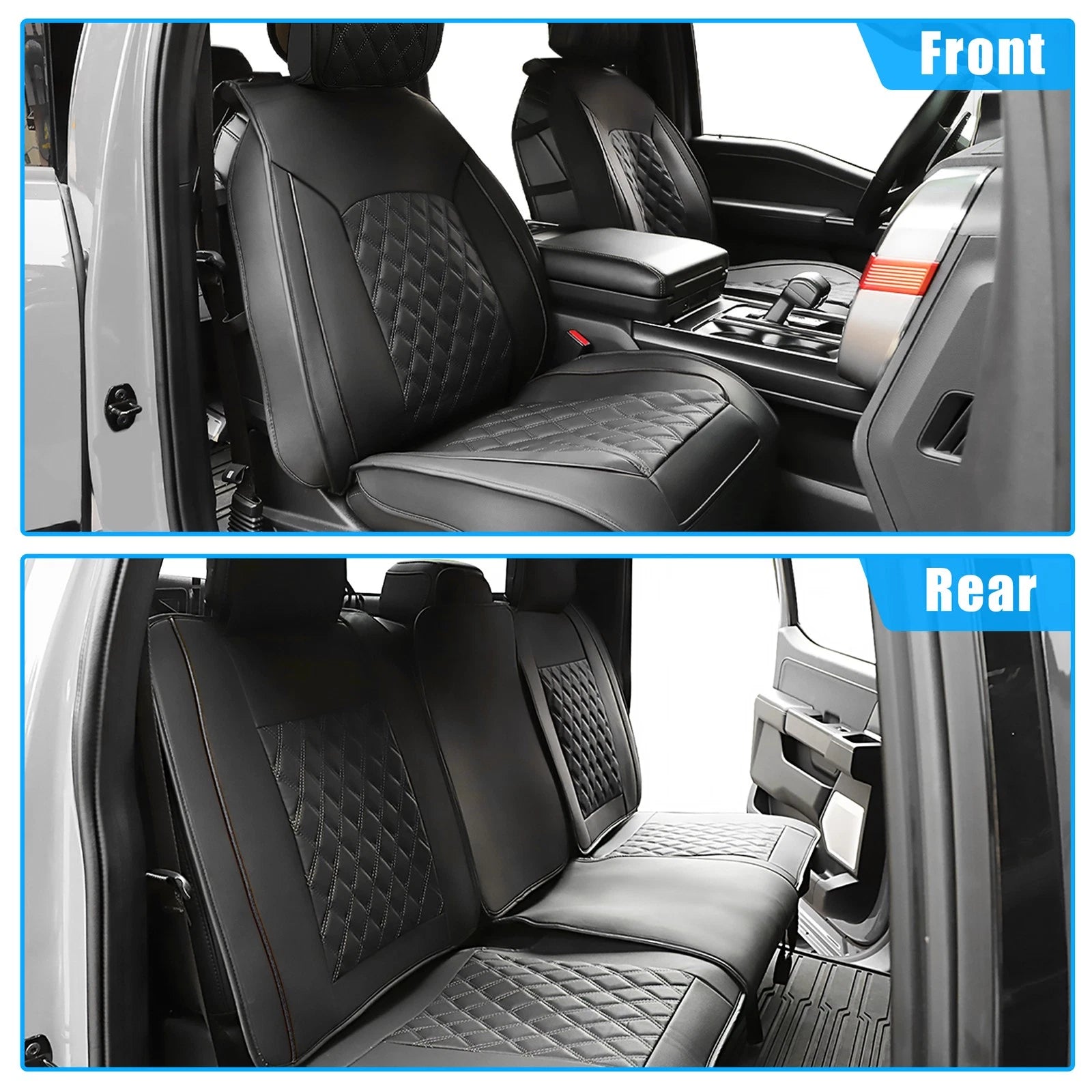 Set of 5 Front Rear Seat Covers for Ford F-150 Crew Cab (2009–2023) Black