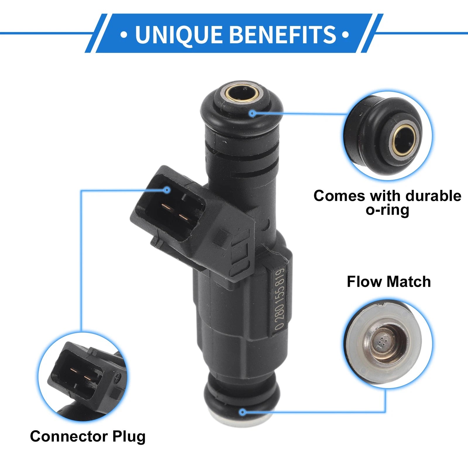 1 Pc Fuel Injector No. 0280155819/988FDA for Audi A4 1.8T (1997–2000)