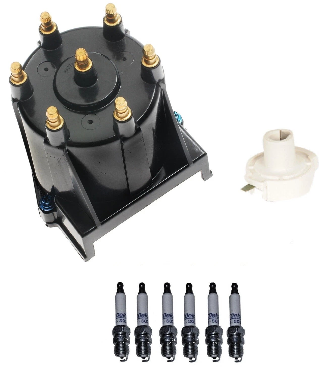 Distributor Rotor Cap & Spark Plugs Kit for GMC S15, Chevy P30, G20, G10 (V6)