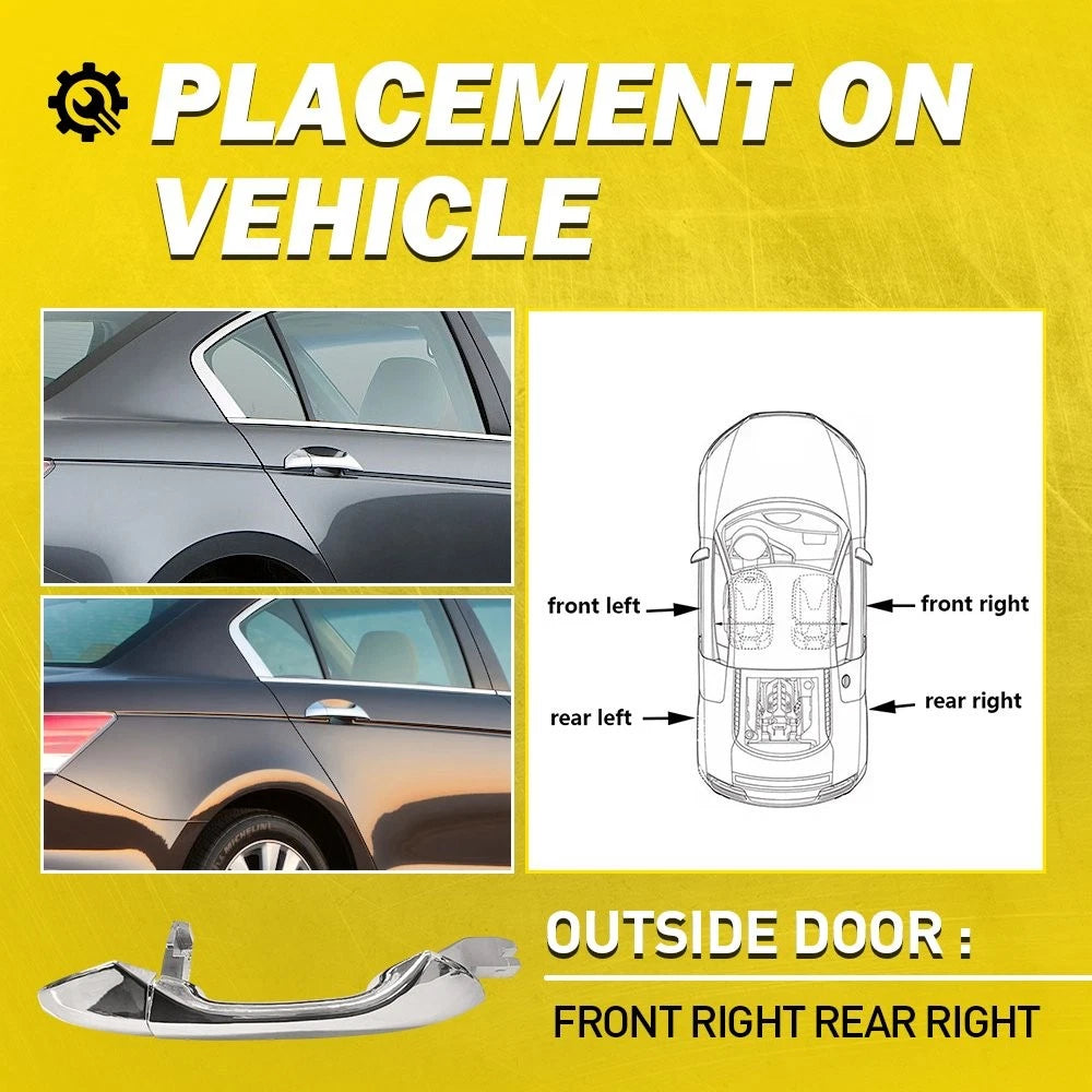 2X Chrome Exterior Door Handle for Honda Accord (2008–2012)