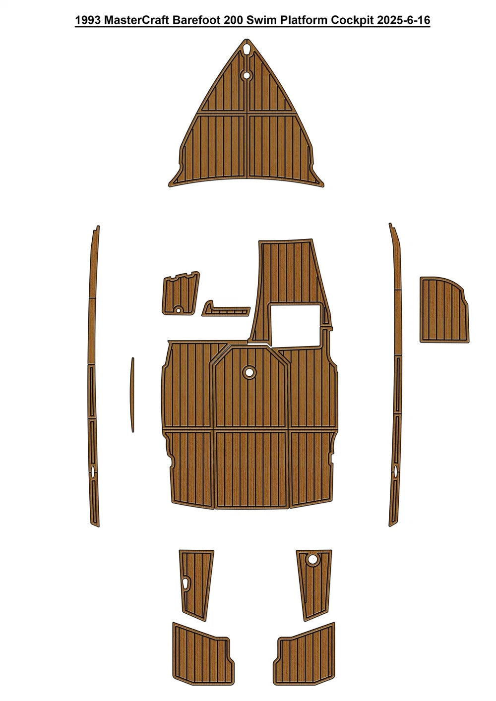 EVA Pad Foam Teak Deck Floor for MasterCraft Barefoot 200 (1993)