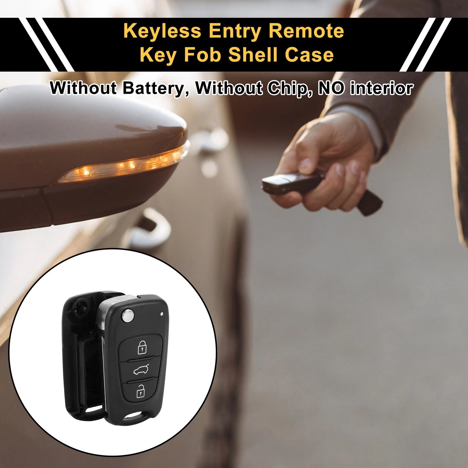 3 Button Key Fob Shell Case for Kia Rio (2011) - Black