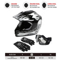 Youth Full Face Motocross Helmet Black Skull for Motorcycle S M L XL