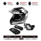 Youth Full Face Motocross Helmet Black Skull for Motorcycle S M L XL