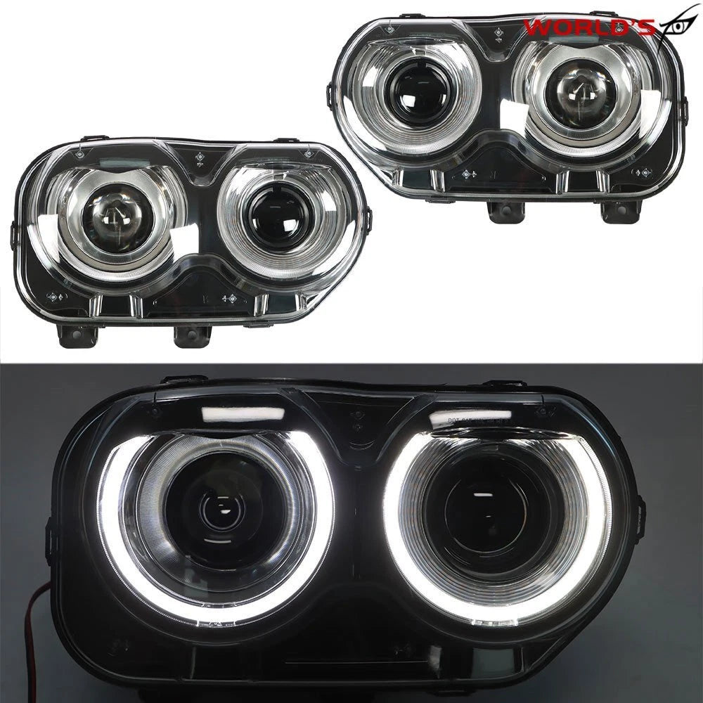 LED Headlights for Dodge Challenger Coupe (2015–2018) Black Left+Right