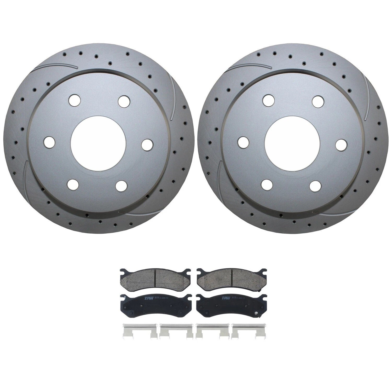 Rear Brake Kit 325mm Drilled Disc Rotors & TRW Pro Ceramic Pads for Chevrolet GMC