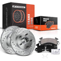 Front Drilled Brake Rotors & Ceramic Pads for Chevrolet Malibu, Camaro (2014–2015)
